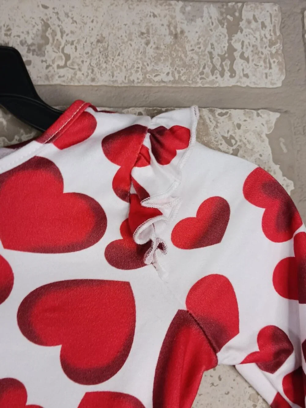 Girls 24M Valentines Day Dress Red Hearts White Long Sleeve Fit & Flare